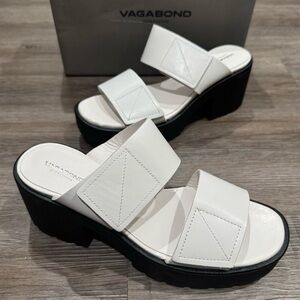 Vagabond Dioon Platform White Leather Heeled Sandals